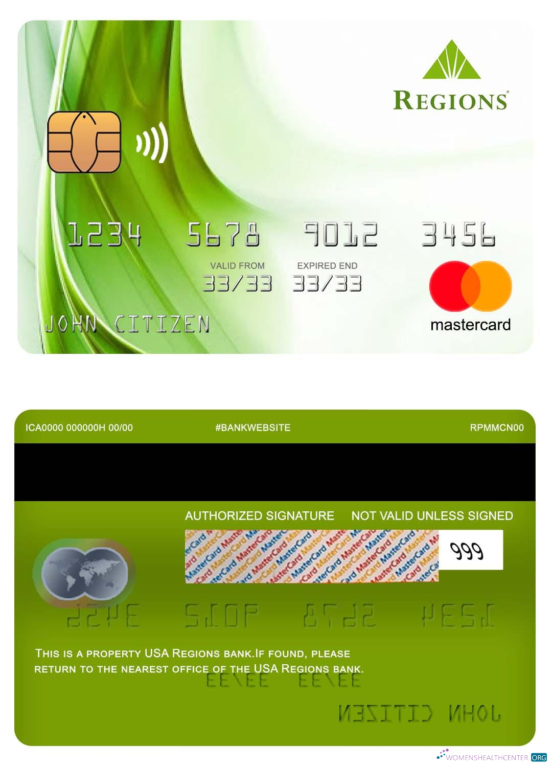 Download USA Regions bank mastercard Photoshop template